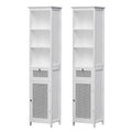Bathroom Cabinet Storage X2 White Rattan 161cm