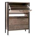 2-Tier Shoe Cabinet ‚Äì Industrial Wood Finish