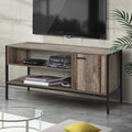 TV Cabinet Entertainment Unit Stand Storage Wood Industrial Rustic 124cm