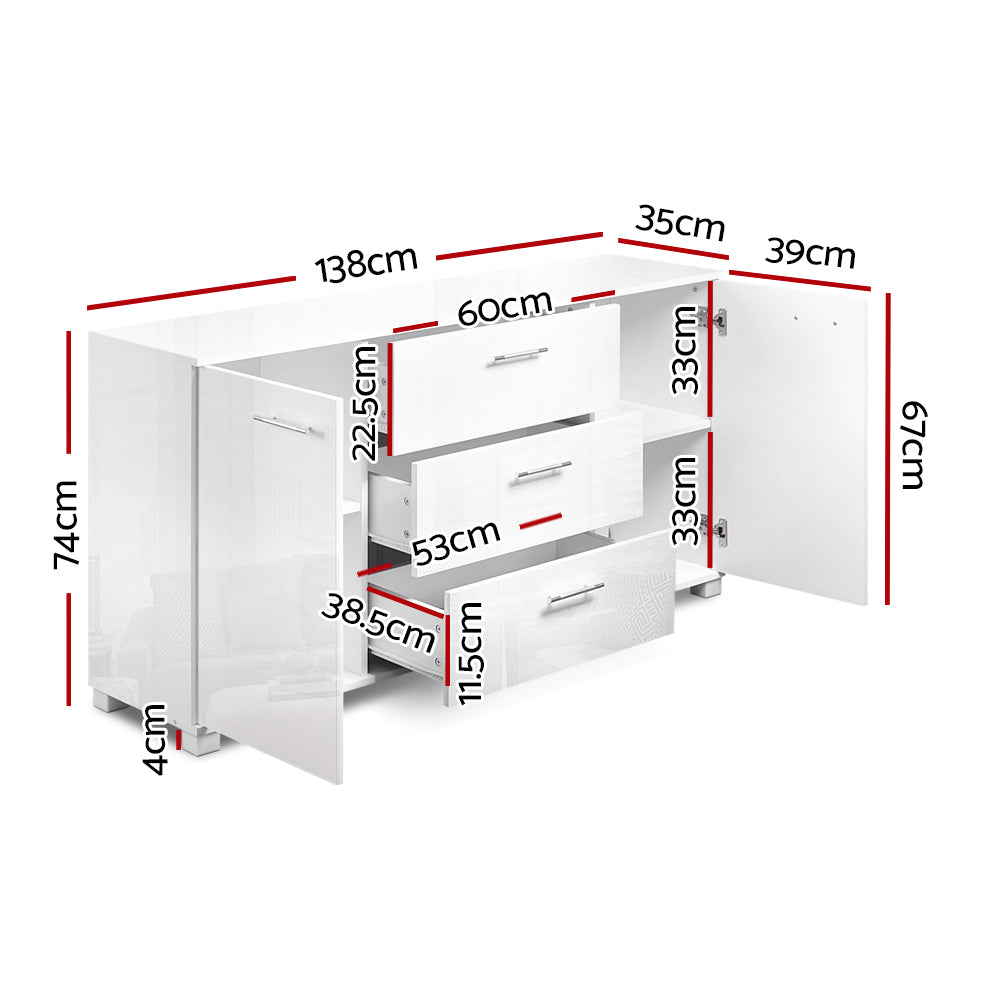 Buffet Sideboard High Gloss - White