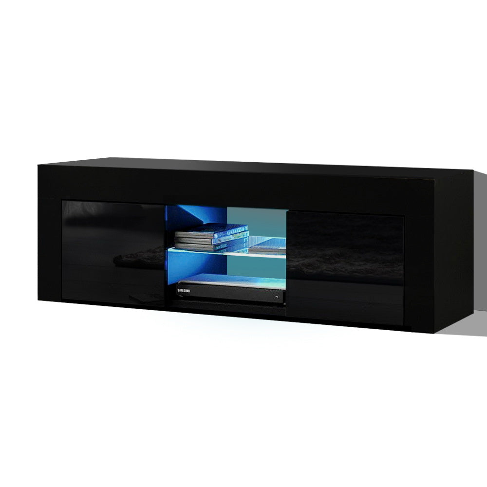 Entertainment Unit TV Cabinet LED 130cm Black Angus