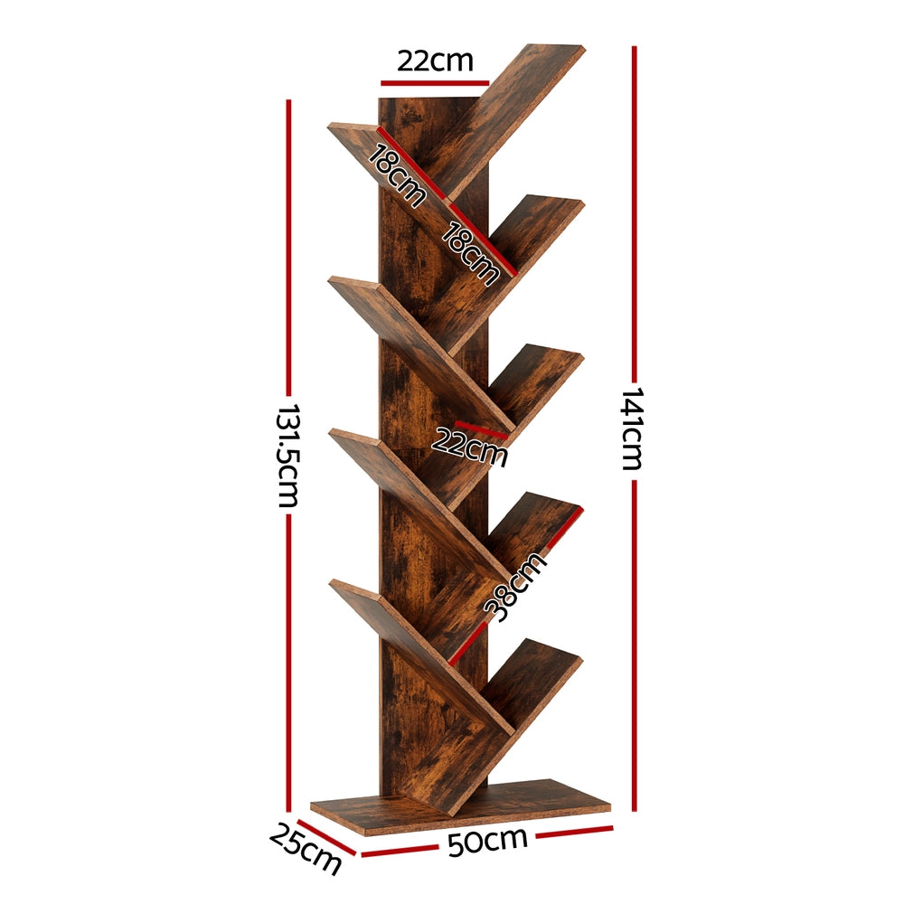 Tree Bookshelf 9 Tiers Walnut