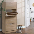 4-Compartment Shoe Cabinet ‚Äì Wood Finish