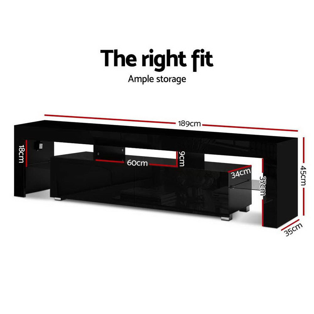 Entertainment Unit TV Cabinet LED 189cm Black Elo