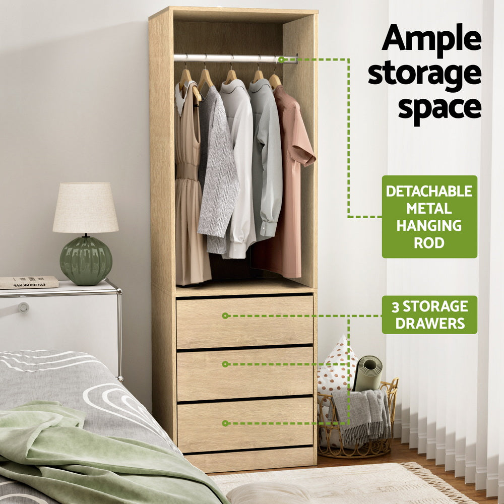 Wardrobe Clothes Closet Storage Organizer Pine