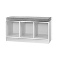 Shoe Storage Bench ‚Äì White with Grey Linen Cushion