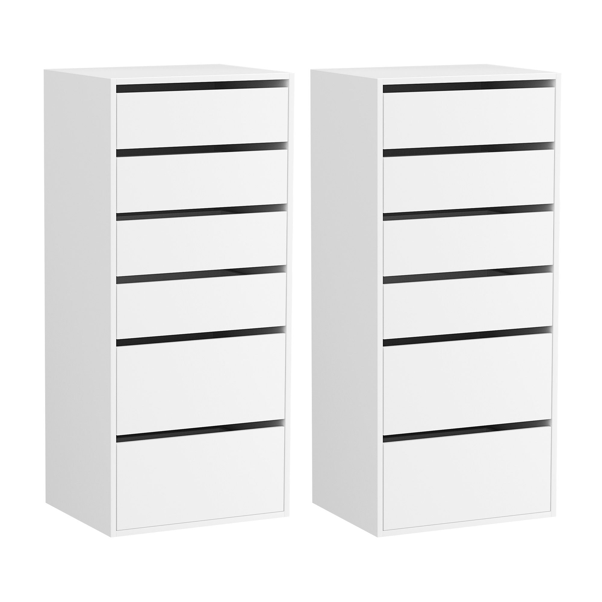 2x Chest of 6 Drawers Dresser Tallboy White