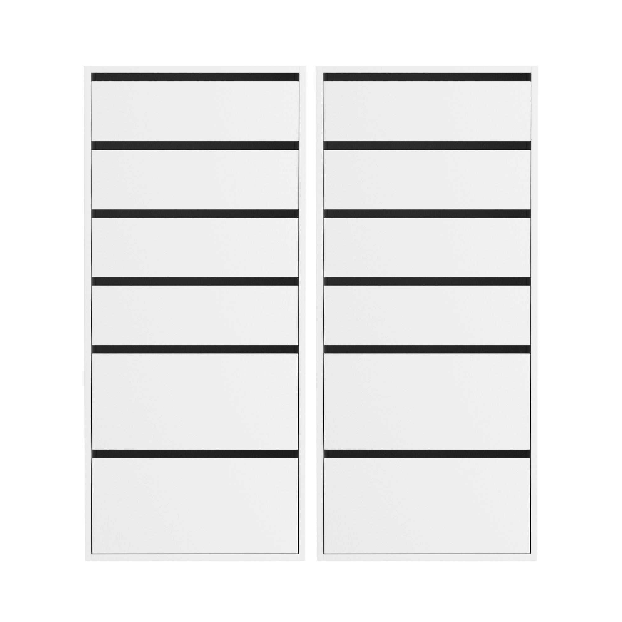 2x Chest of 6 Drawers Dresser Tallboy White