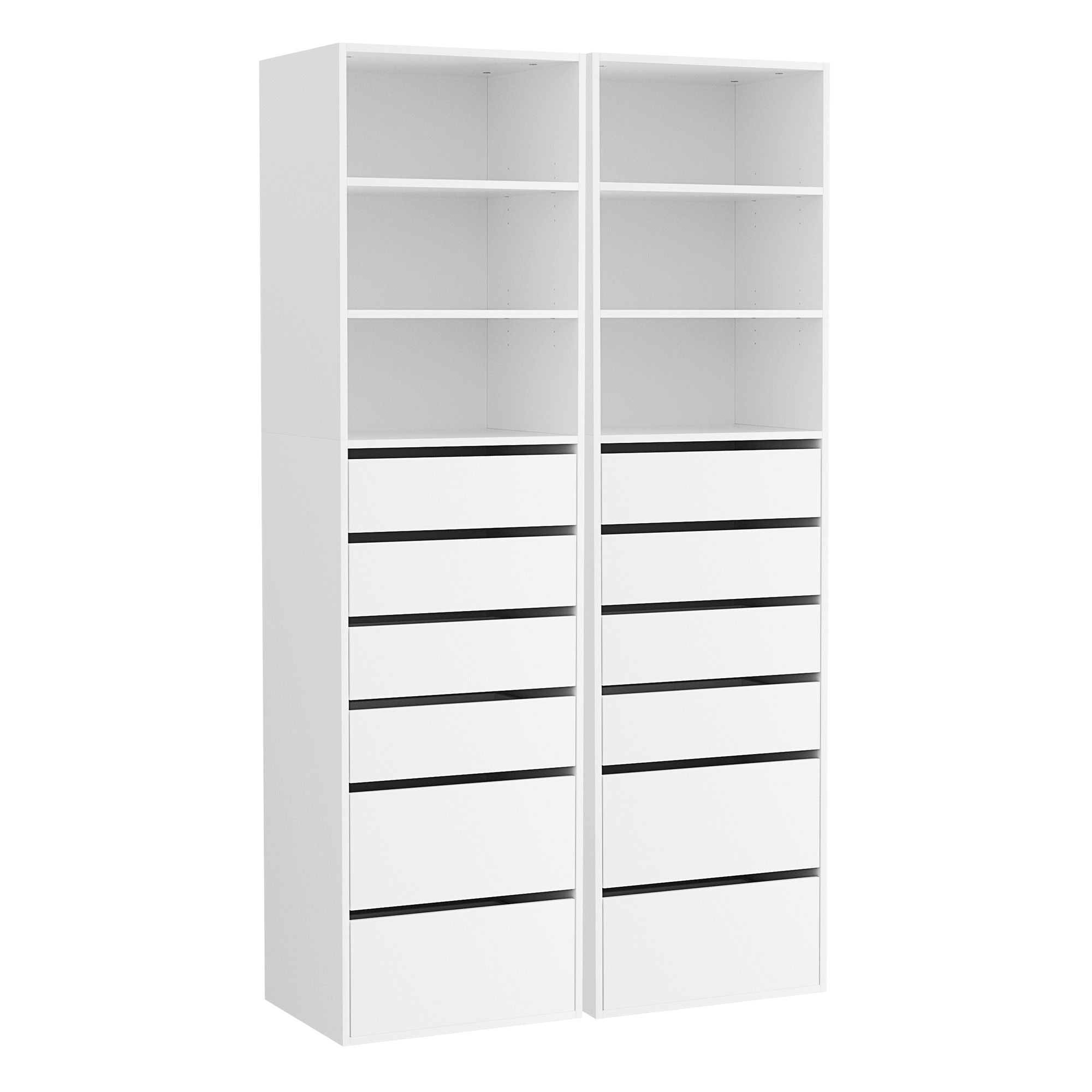 2x Chest of 6 Drawers Tallboy Cabinet Adjustable Shelf White
