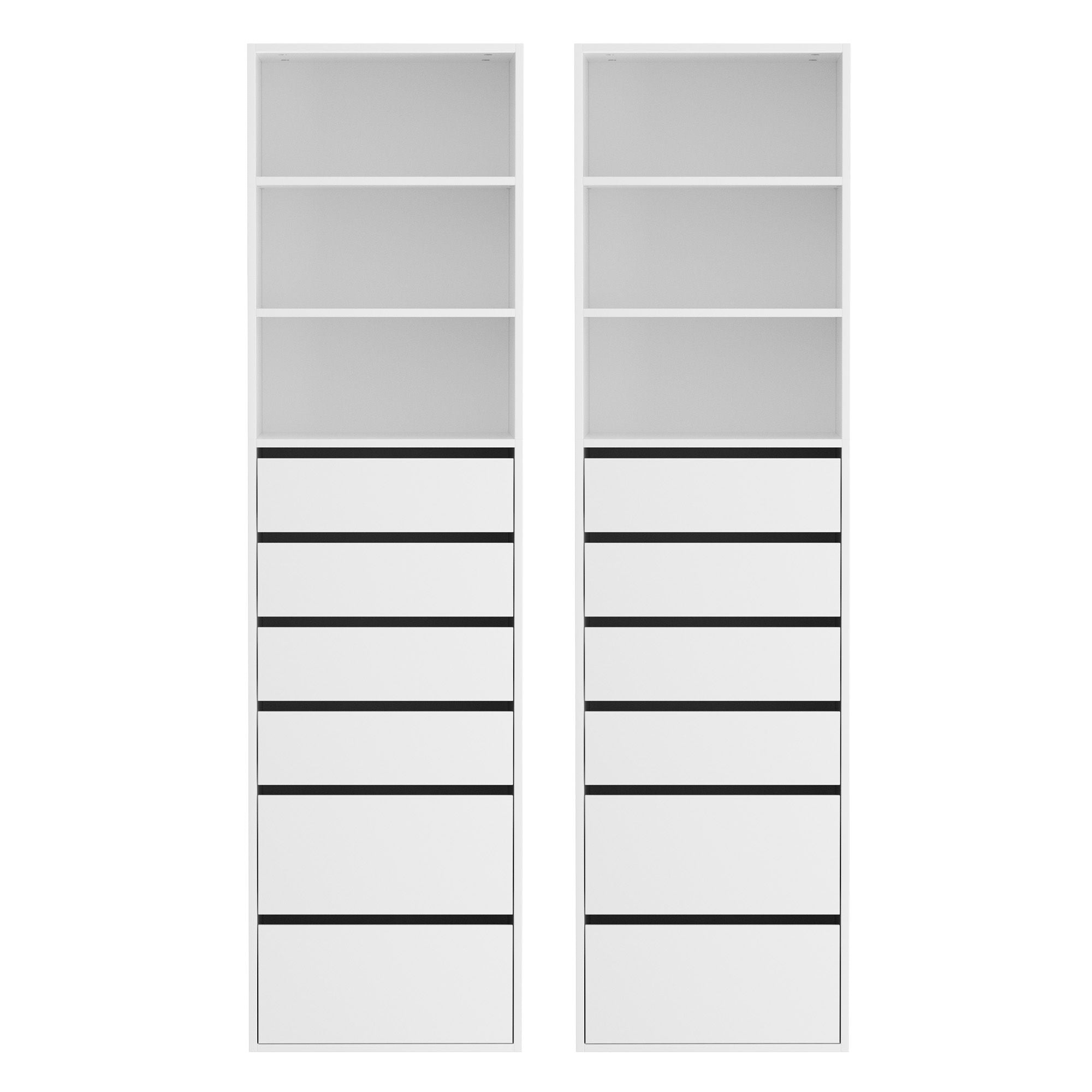 2x Chest of 6 Drawers Tallboy Cabinet Adjustable Shelf White
