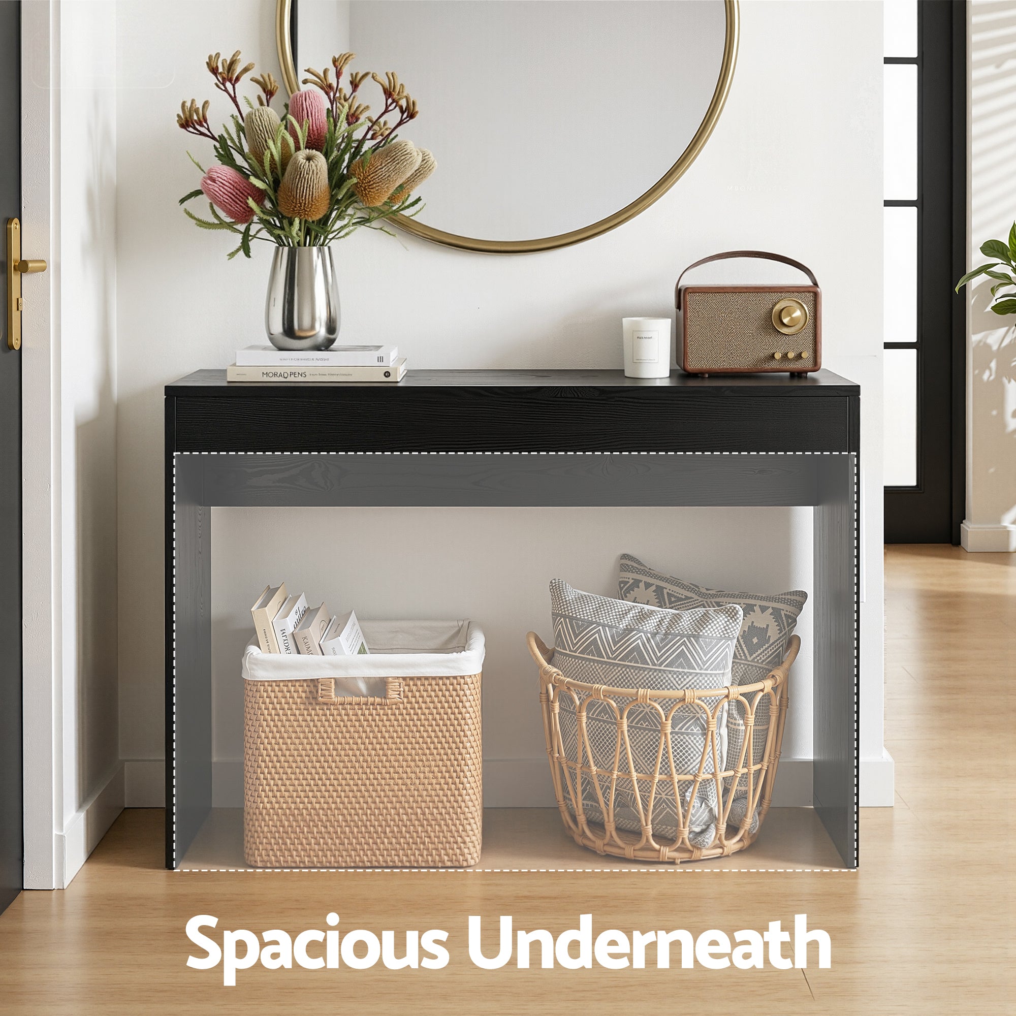 Console Table 120CM Hallway Entryway Sofa Table with Storage - Black