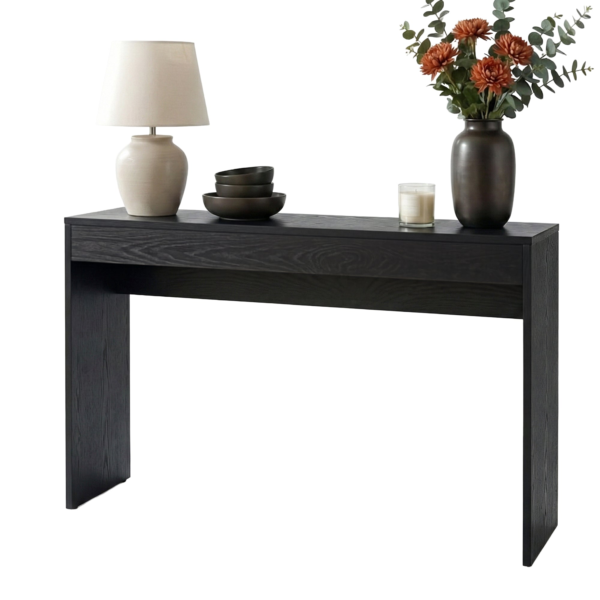 Console Table 120CM Hallway Entryway Sofa Table with Storage - Black