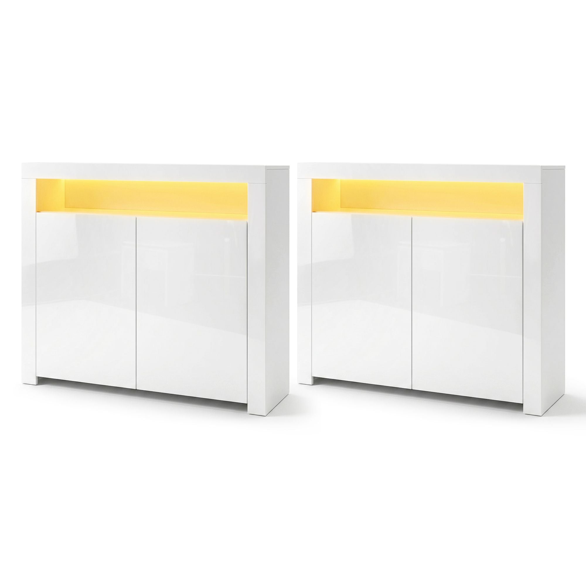 2x Buffet Sideboard Cabinet LED Cupboard High-Gloss Storage Pantry ARNO
