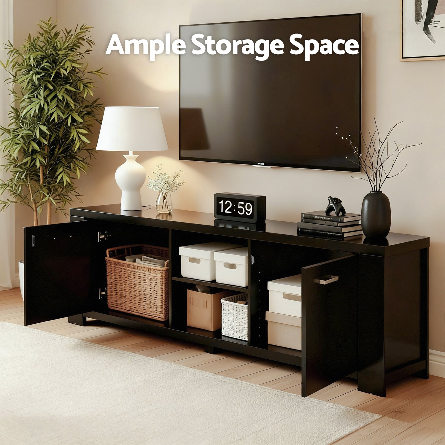 TV Cabinet Entertainment Unit 160cm Black Maxi