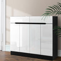 High Gloss 2-Door Shoe Cabinet ‚Äì White & Black