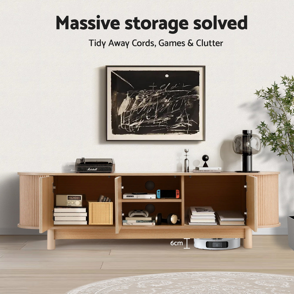 TV Unit Entertainment Unit Storage Cabinet 160cm Pine