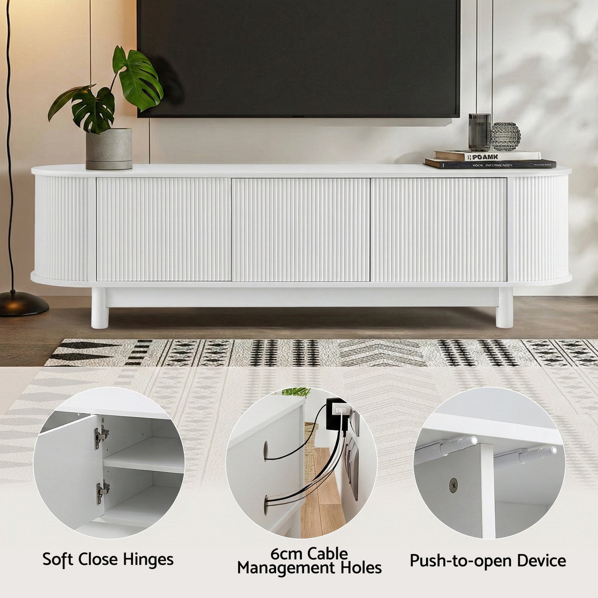 TV Unit Entertainment Unit Storage Cabinet 160cm White