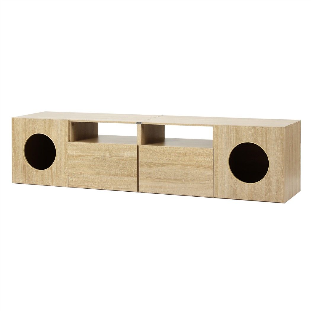 185CM TV Unit with Cat House Storage Cabinet Pine