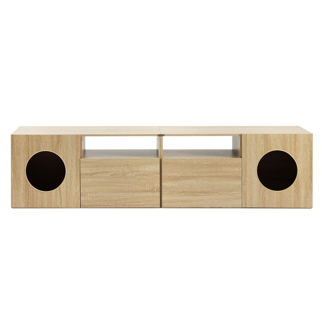 185CM TV Unit with Cat House Storage Cabinet Pine