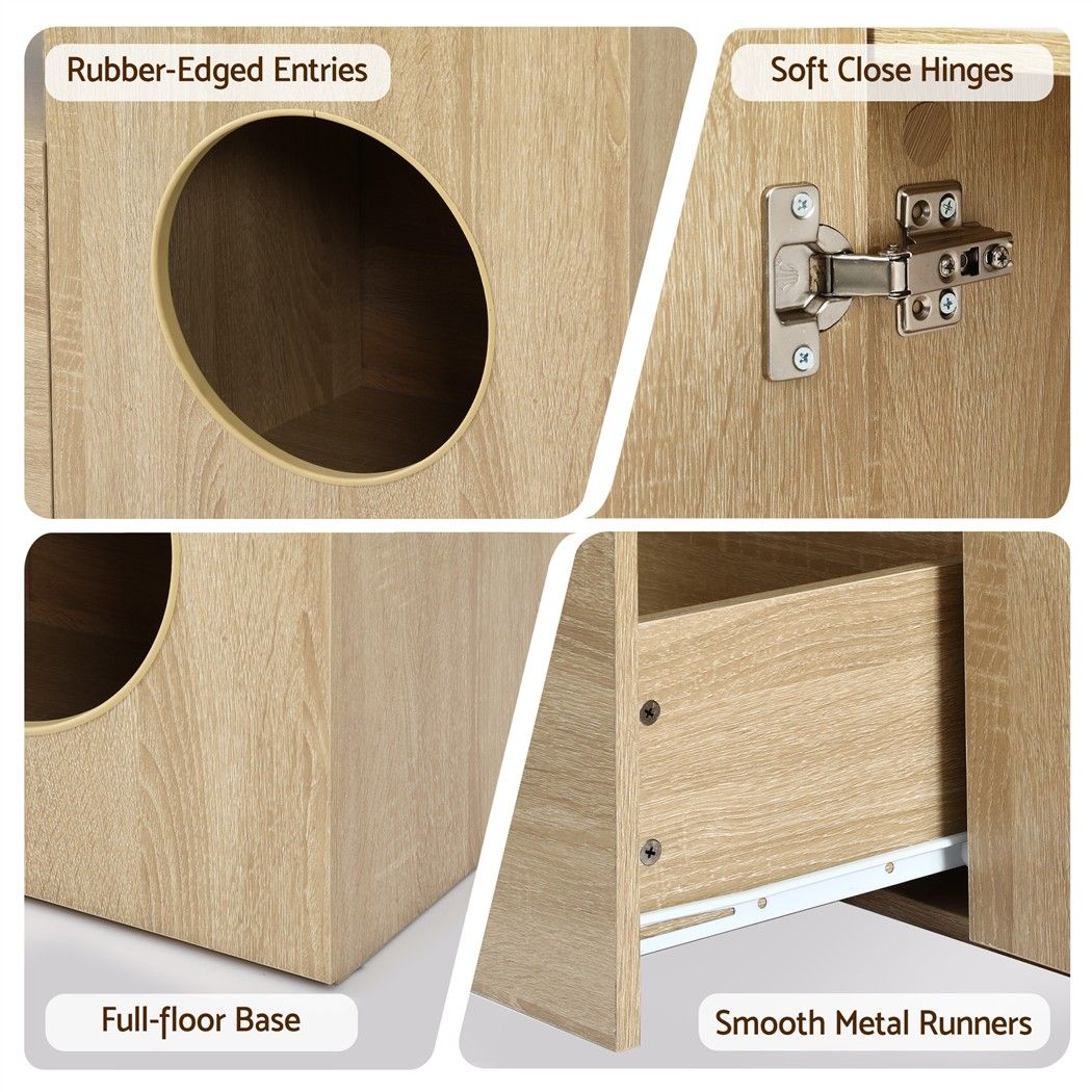 185CM TV Unit with Cat House Storage Cabinet Pine