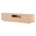 220cm TV Unit with Rounded Edge and Slide Side Cabinet Door - Pine
