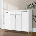 3-Compartment Shoe Cabinet with Drawer ‚Äì White