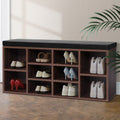 Shoe Shelf Bench with Cushioned Seat – Walnut & Black