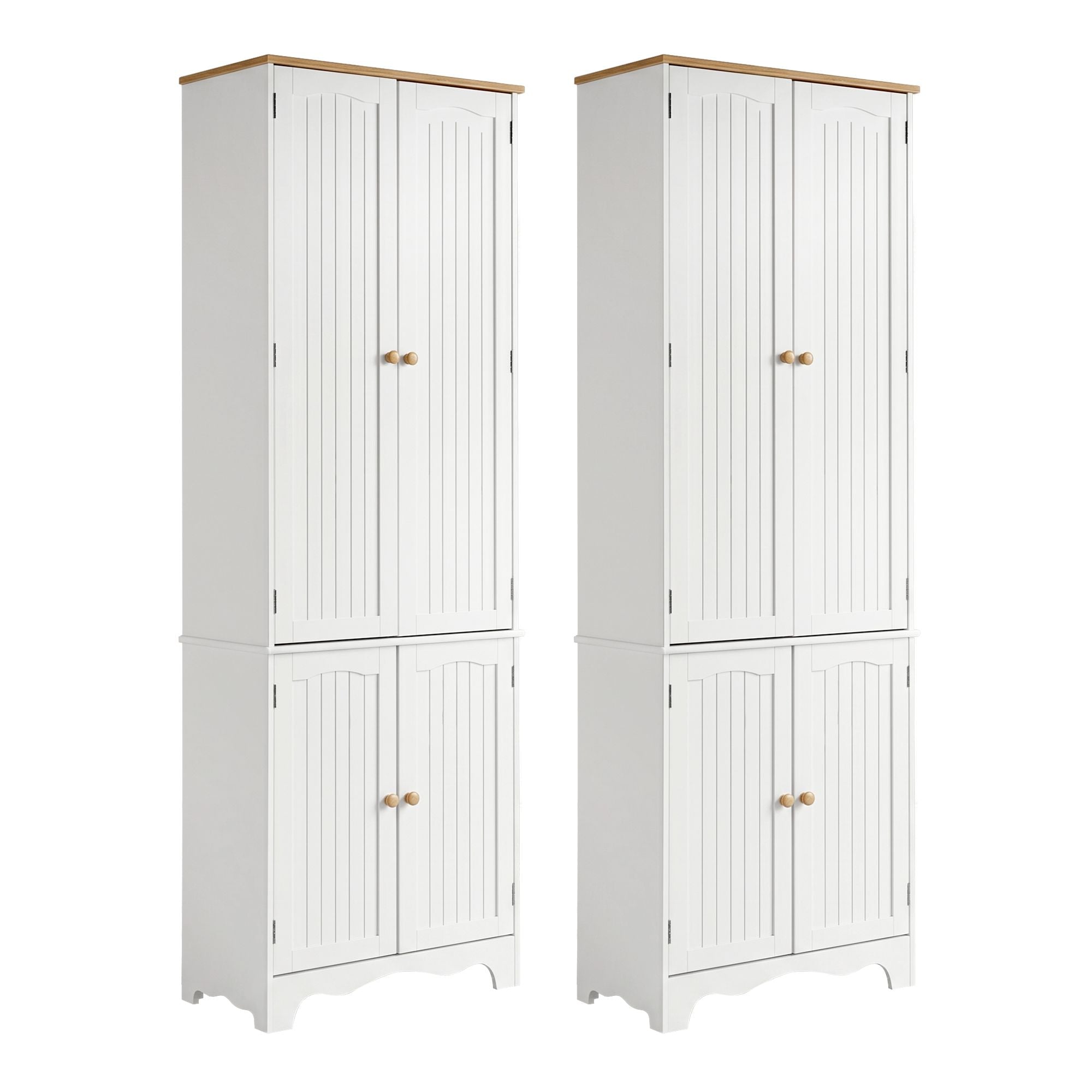 2x Buffet Sideboard Pantry Cabinet Cupboard 6-Tiers Storage Shelves BERNE