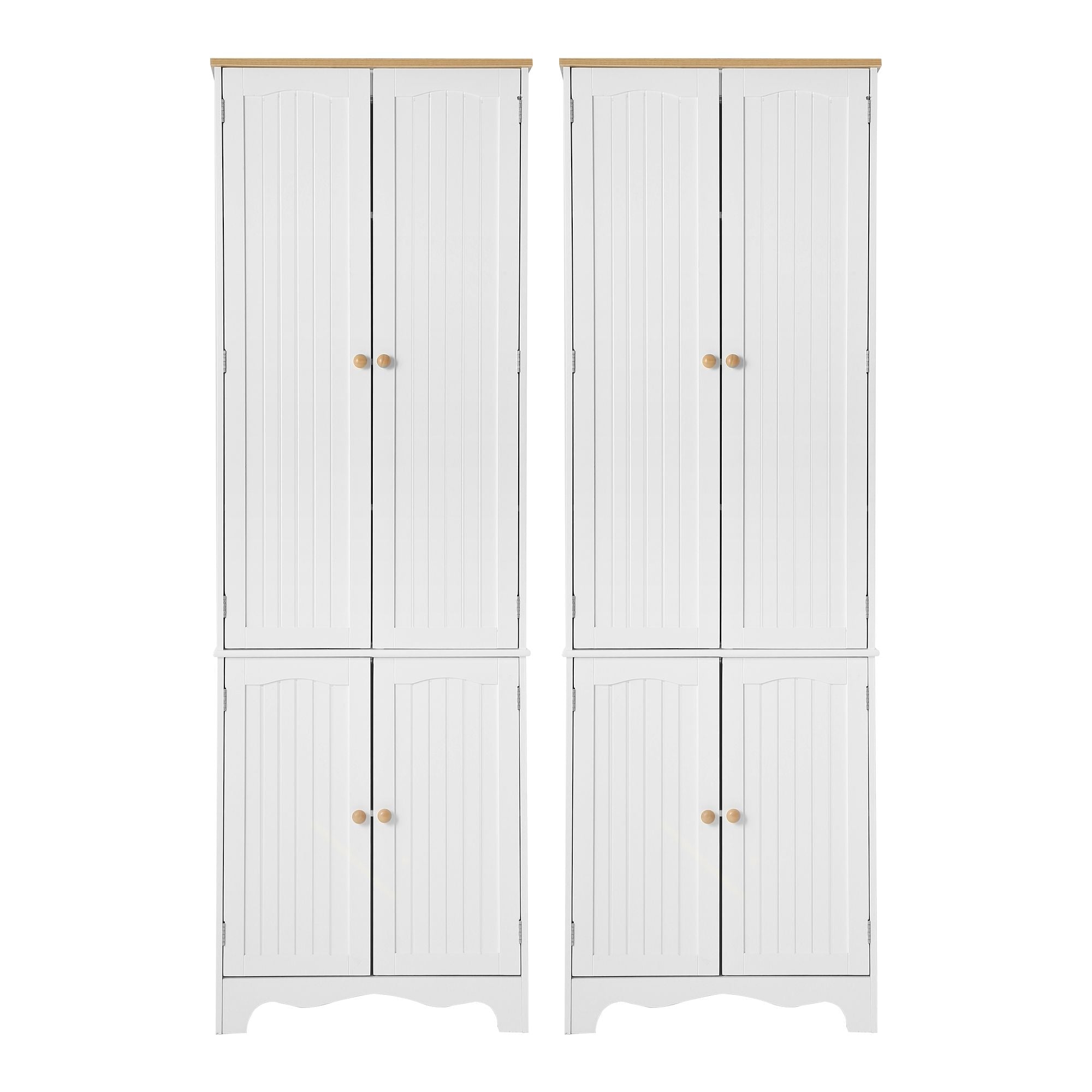 2x Buffet Sideboard Pantry Cabinet Cupboard 6-Tiers Storage Shelves BERNE