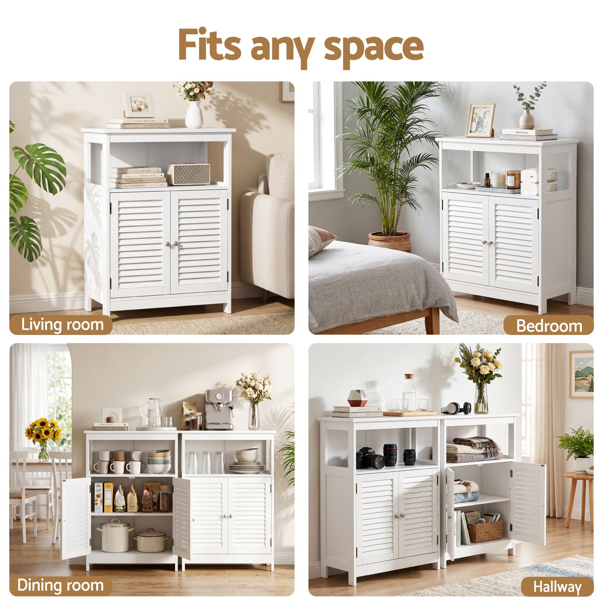 2x Buffet Sideboard Cabinet Server Cupboard Kitchen Bathroom Storage IVOR