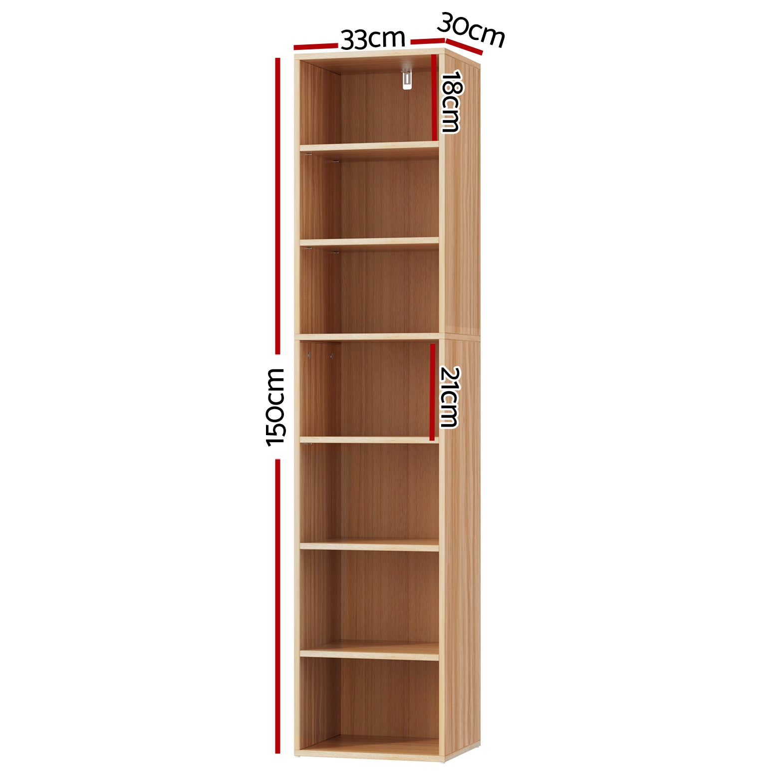7 Tier MILO Bookshelf Pine - Storage Shelves