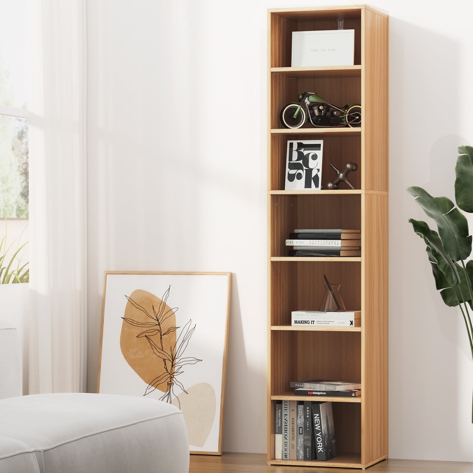 7 Tier MILO Bookshelf Pine - Storage Shelves