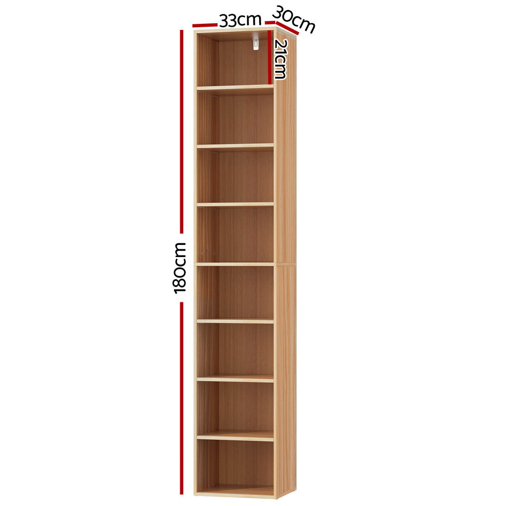 8 Tier MILO Bookshelf 33x30x180cm - Pine
