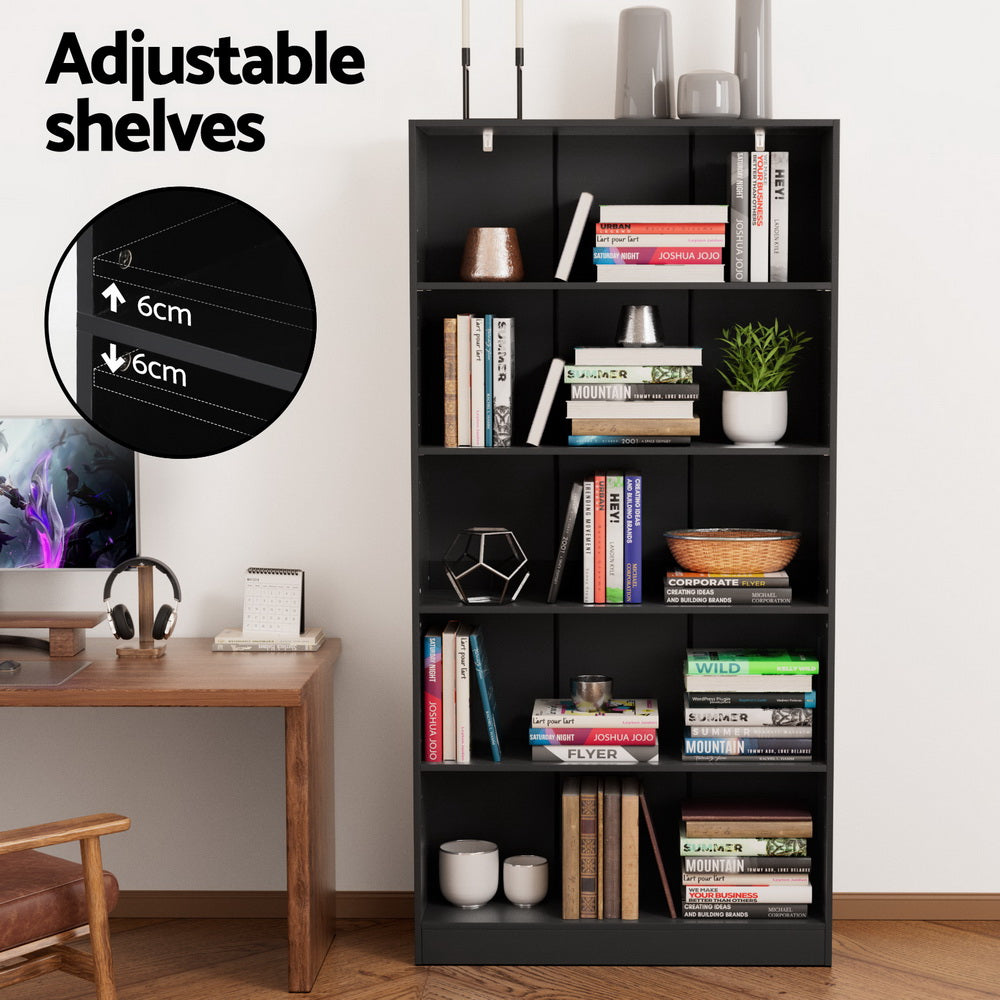 5 Tier ANTON Bookshelf - Black