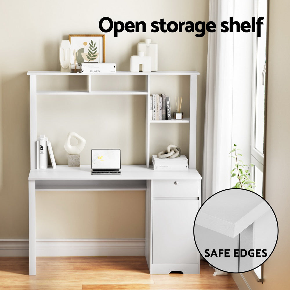 Computer Desk Office Study Desks Table Drawer Bookshelf Cabinet