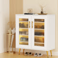 Shoe Rack 5-Tier Storage with LED Light ‚Äì White & Gold