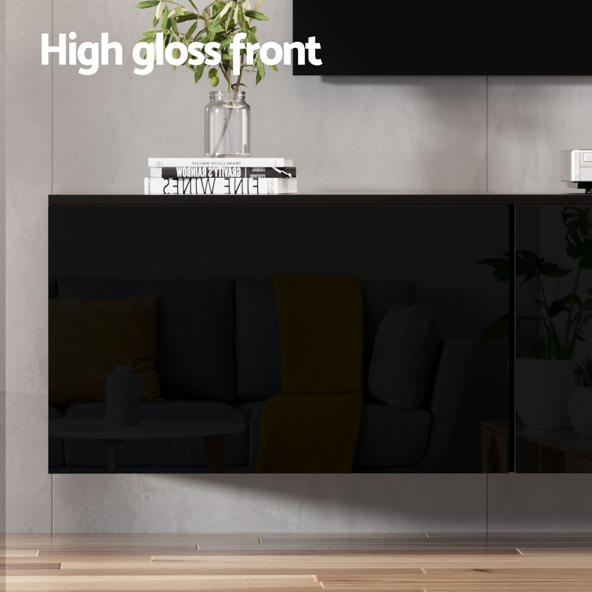 TV Unit & Coffee Table Set Storage Cabinet Black