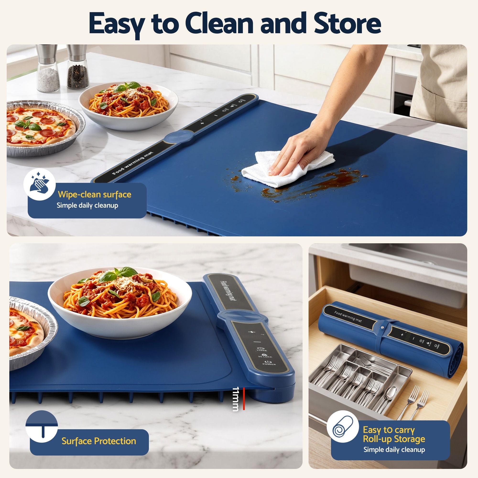 Food Warming Mat 60 x 38cm Electric Food Warmer With Timer