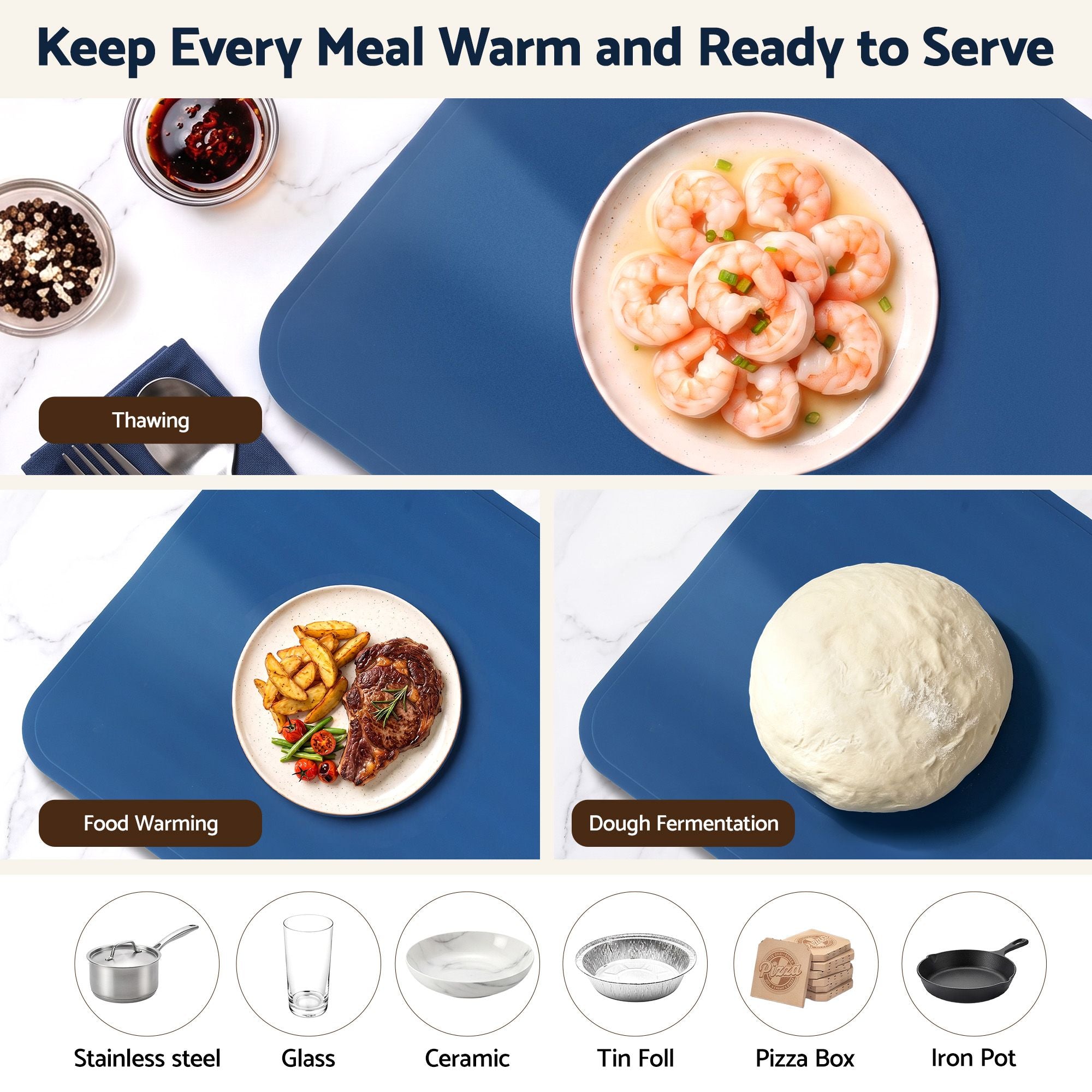 Food Warming Mat 60 x 38cm Electric Food Warmer With Timer