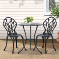 3PC Outdoor Bistro Set with Table & Chairs Cast Aluminum Patio Furniture - Black