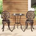 3PC Outdoor Patio Bistro Dining Set Aluminium Chairs and Table - Bronze
