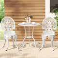 3PC Outdoor Aluminium Bistro Set with Dining Chairs - White