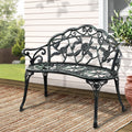 Outdoor Garden Bench Seat 100cm Cast Aluminium Patio Chair - Vintage Green