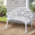 Outdoor Garden Bench Seat 100cm Cast Aluminium Patio Chair - Vintage White