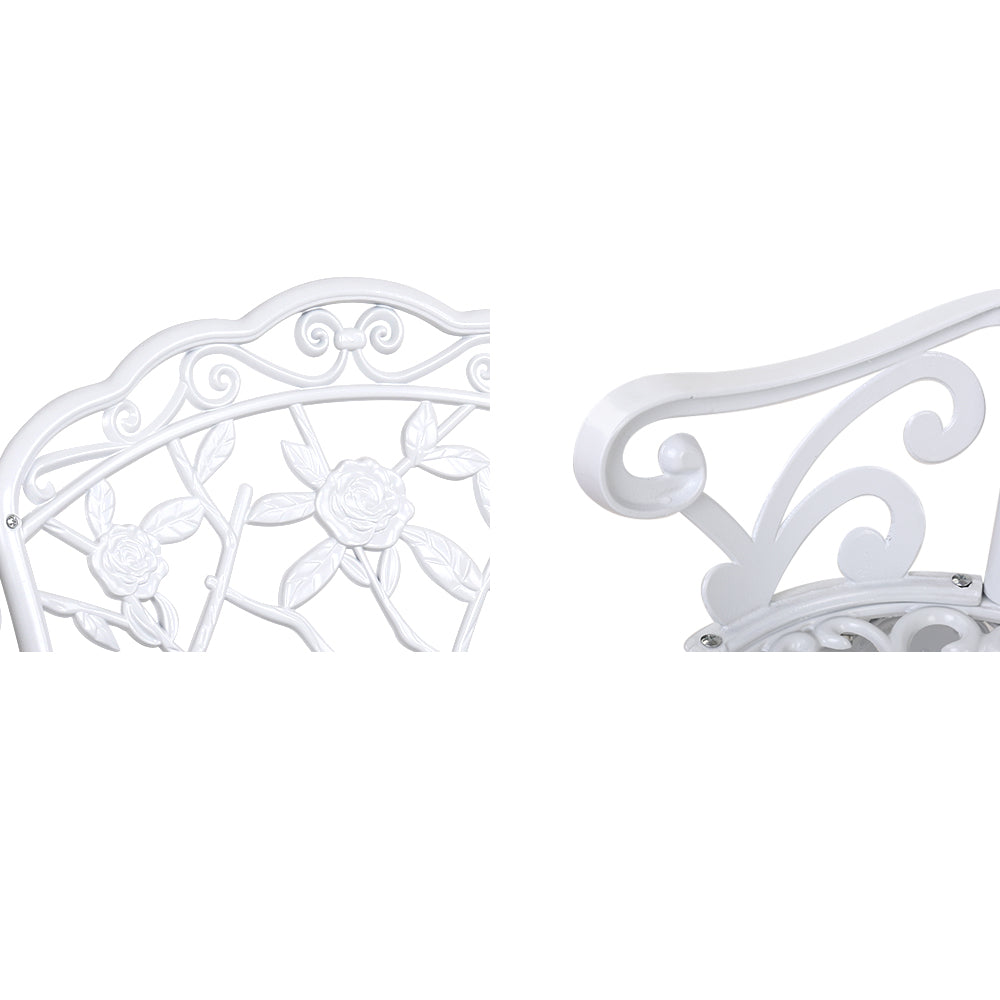 Outdoor Garden Bench Seat 100cm Cast Aluminium Patio Chair - Vintage White