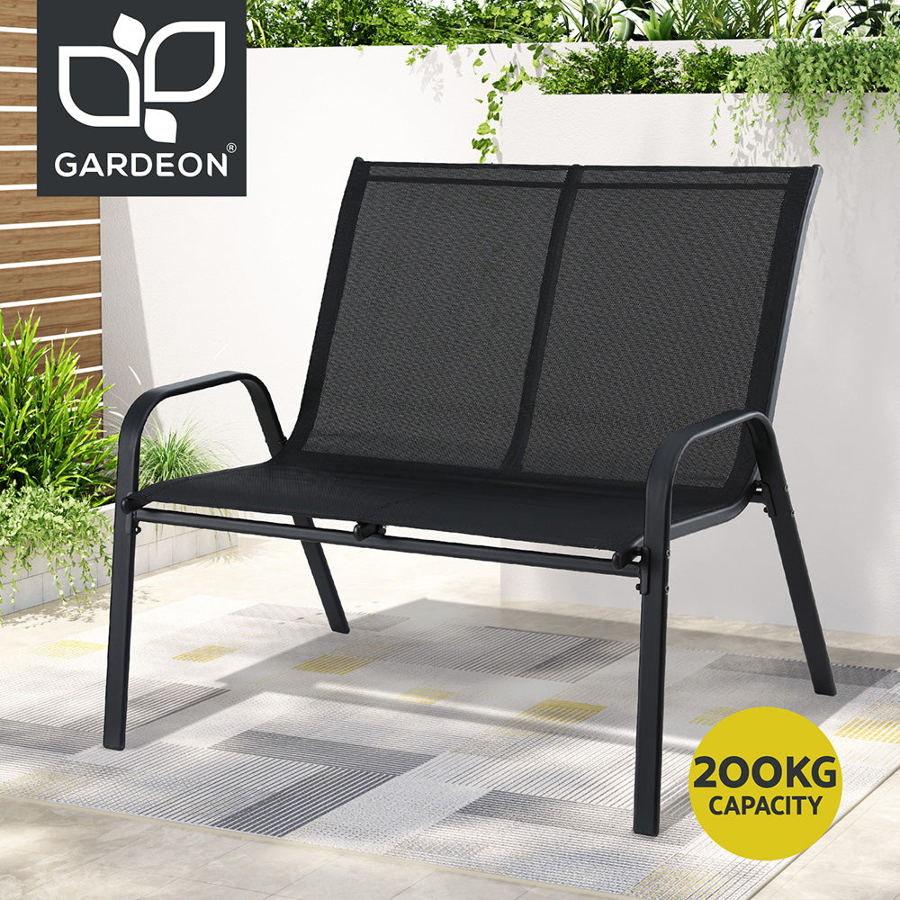 Garden Bench Seat Steel Outdoor Patio Park Lounge Backyard Chair Black