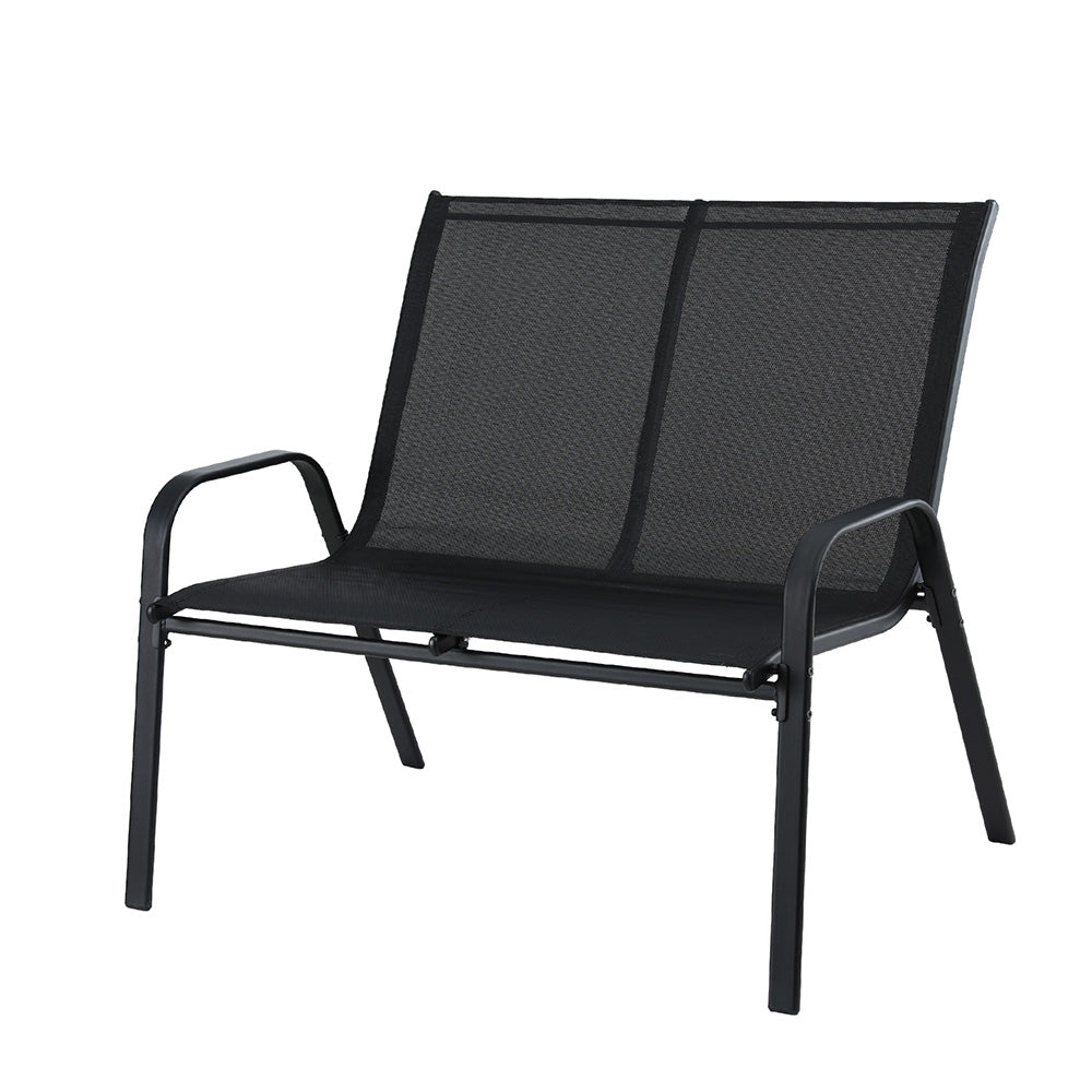 Garden Bench Seat Steel Outdoor Patio Park Lounge Backyard Chair Black