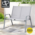 Garden Bench Seat Steel Outdoor Patio Park Lounge Backyard Chair Grey