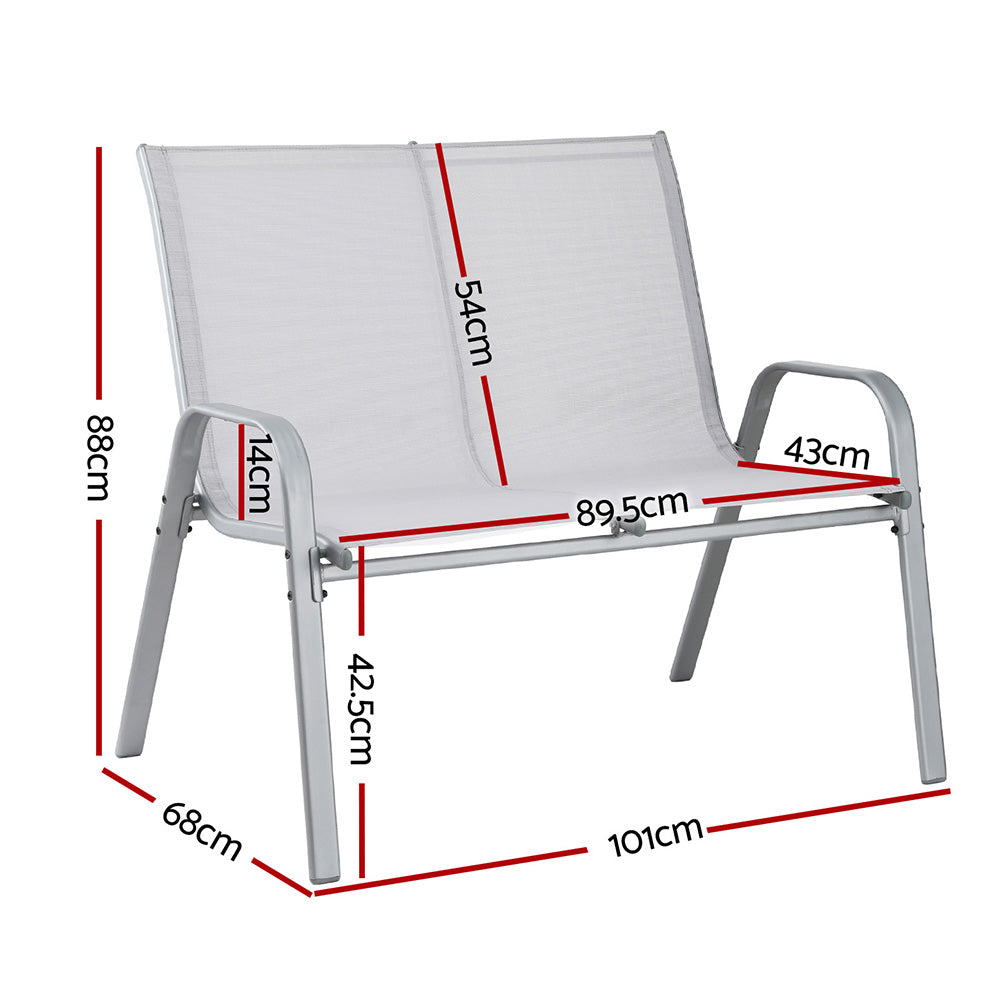 Garden Bench Seat Steel Outdoor Patio Park Lounge Backyard Chair Grey