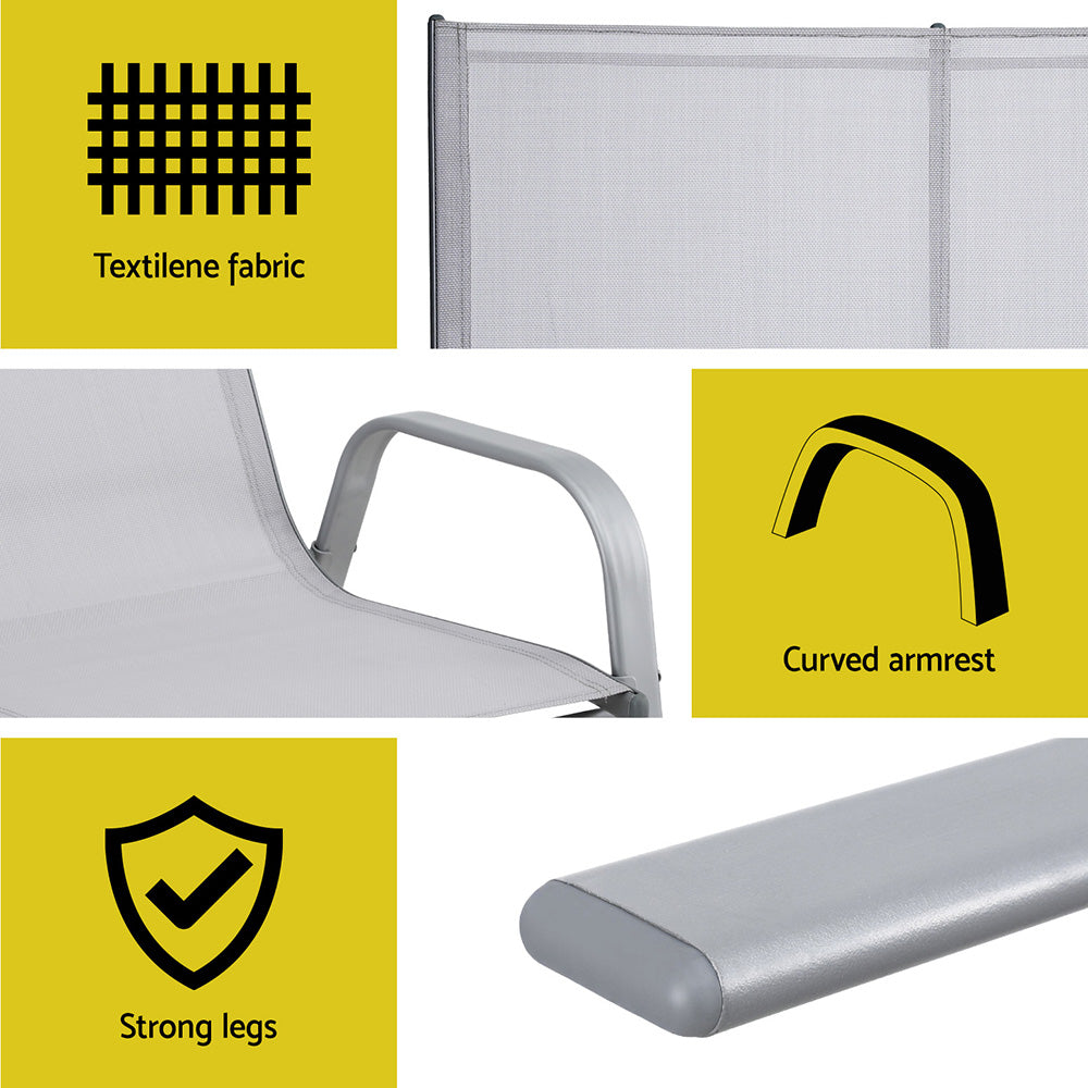 Garden Bench Seat Steel Outdoor Patio Park Lounge Backyard Chair Grey